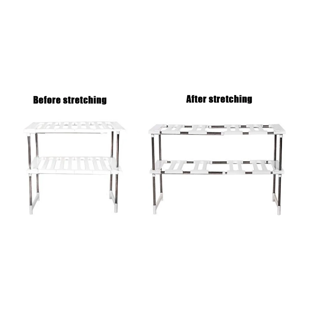 

2-Tier Sink Rack Organizer Storage Expandable Adjustable Kitchen Shelf Holder HK3