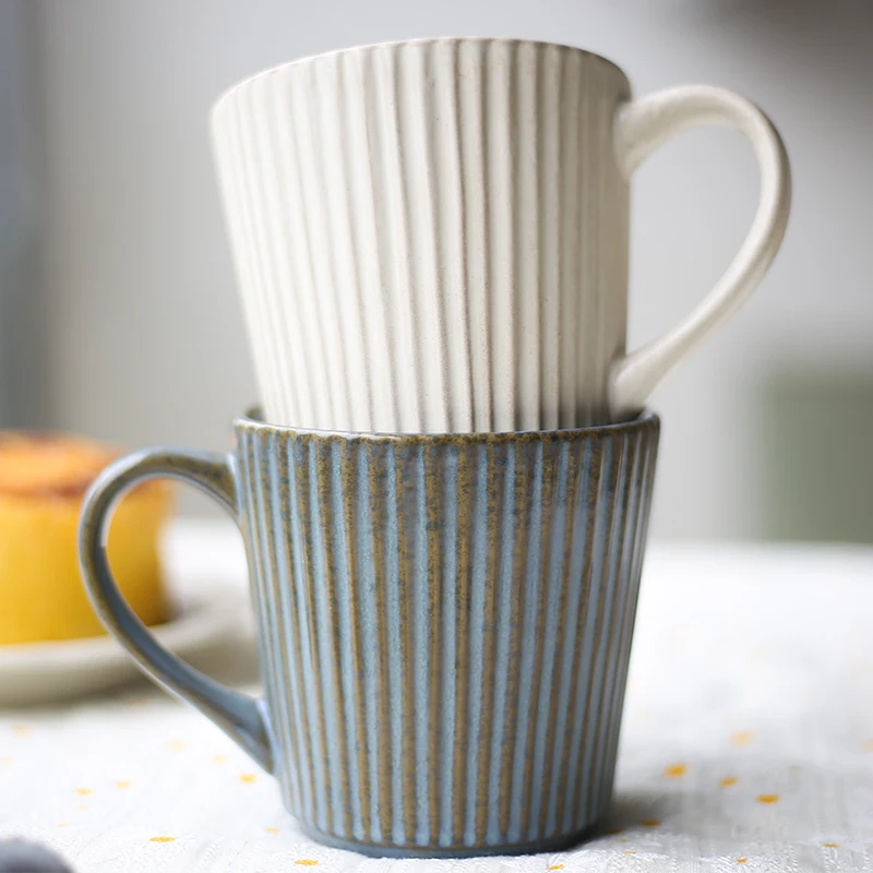 400 мл Ретро кружка с резьбой японская керамическая глазурованная кофейная чашка