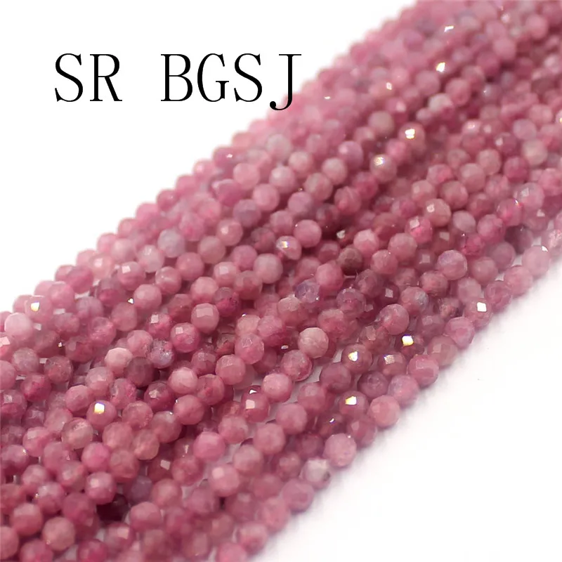 Free Shipping 3mm Faceted Pink Tourmaline Gems Stone Jewelry Making Bail Round Beads Strand 15&quot|Бусины| |