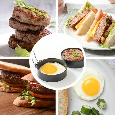 

Creative thickened stainless steel non-stick coating round omelette home kitchen gadget burger Patty mold kitchen gadgets 2021