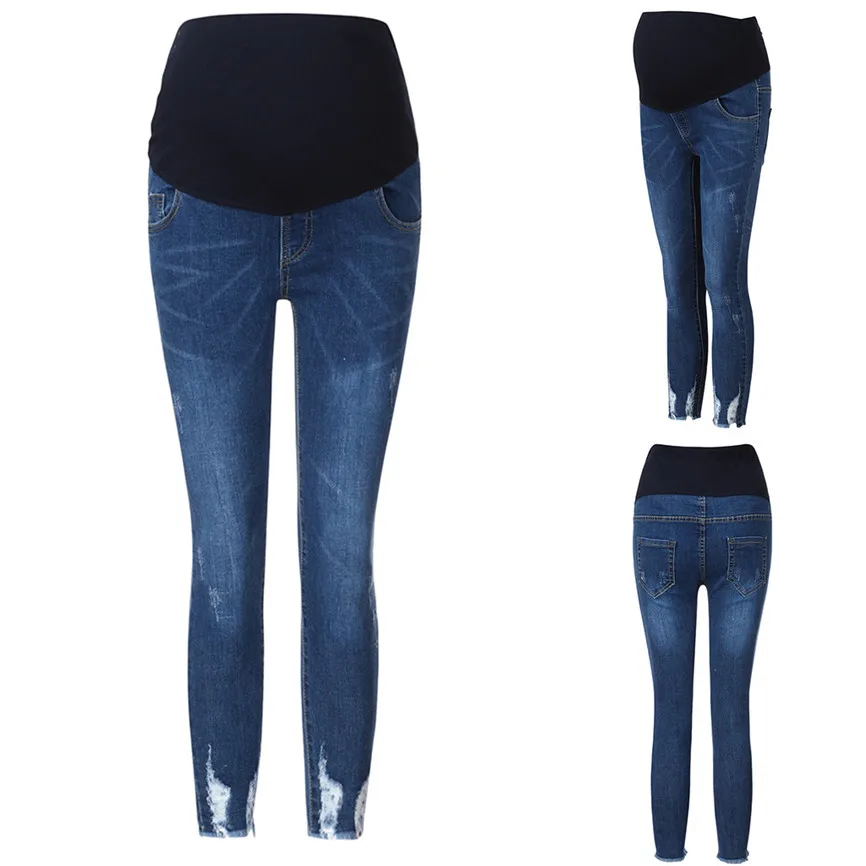 Одежда для беременных повседневные рваные джинсы узкие брюки карандаш кормления