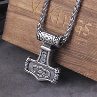 never fade stainless steel thors hammer mjolnir pendant necklace viking scandinavian norse viking necklace with wooden box
