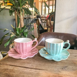Creative Simple Pearl with Saucer Ceramic Coffee Cup Light Luxury Business Office Tea Mug Gift Cup Reusable Cup  Coffee Mugs