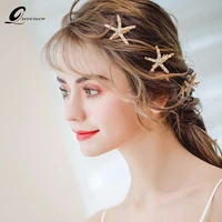 trendy starfish hairpins bridal hair comb bride headpiece clip wedding floral hairpins girls party jewelry hair ornaments