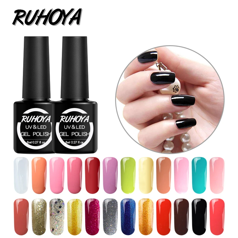 Гель лак Ruhoya для ногтей гель одношаговый без базового верхнего покрытия