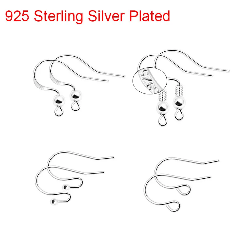 

50pcs/lot Silver Color Earring Hooks Copper Hypoallergenic Anti Allergy Earing Earrings Clasps For Diy Jewelry Making Supplies