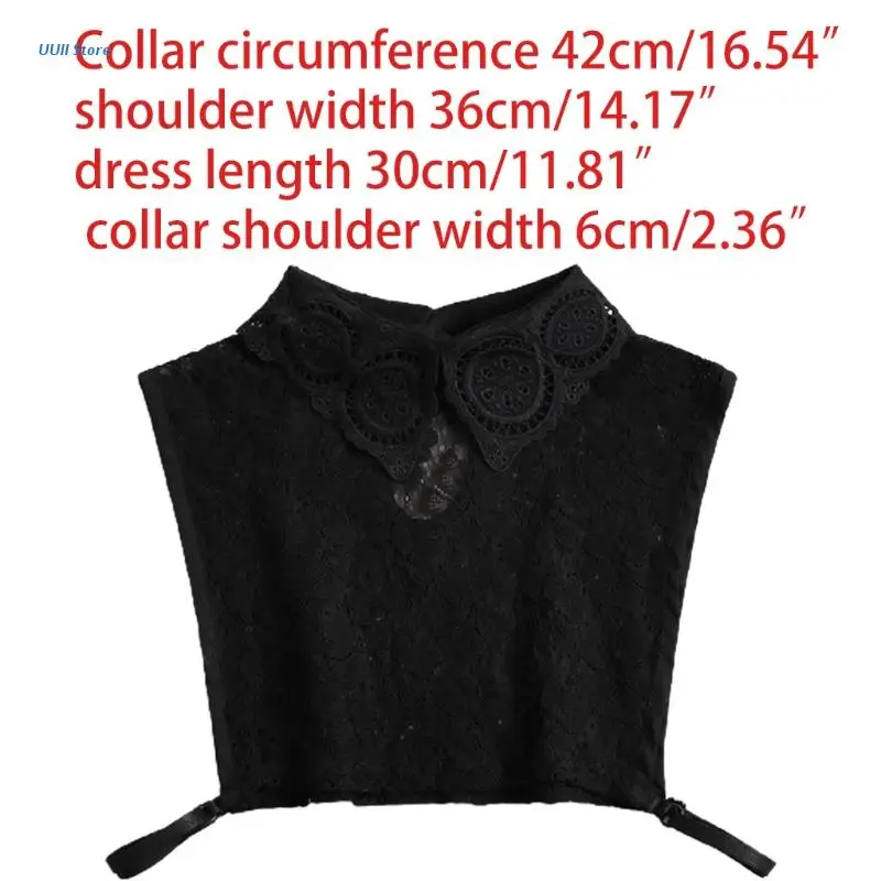 

Womens Sweater Decorative Fake Collar Hollow Floral Lace Detachable Half Shirt