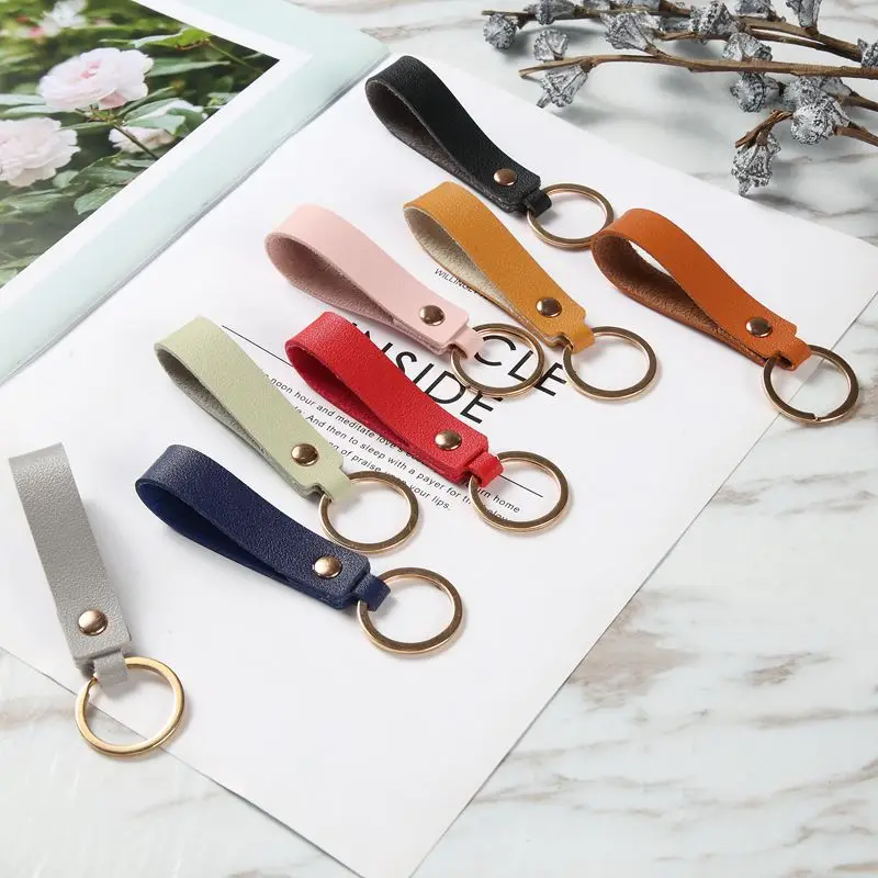 

1pcs New Style Keychain for Women Men Simple Fashion PU Leather Bag Key Accessory Ring Black Pink Brown Key Chain Gifts