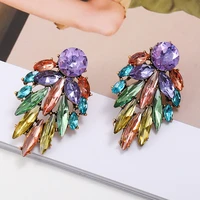 korean fashion colorful leaf shape large stud earrings vintage luxury fairy grunge temperament earring bridal gift wholesale