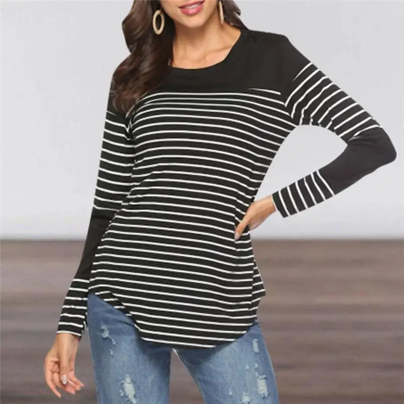 Женская блузка с длинным рукавом для беременных полосатая футболка кормящих мам
