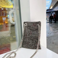 diamonds phone crossbody bags for women new luxury designer silver rhinestone chain small purses and handbags high quality