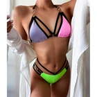Бандажный купальник-бикини, женский купальный костюм из 2 предметов, сексуальный треугольный купальник, женская пляжная одежда с прострочкой, купальный костюм, бикини
