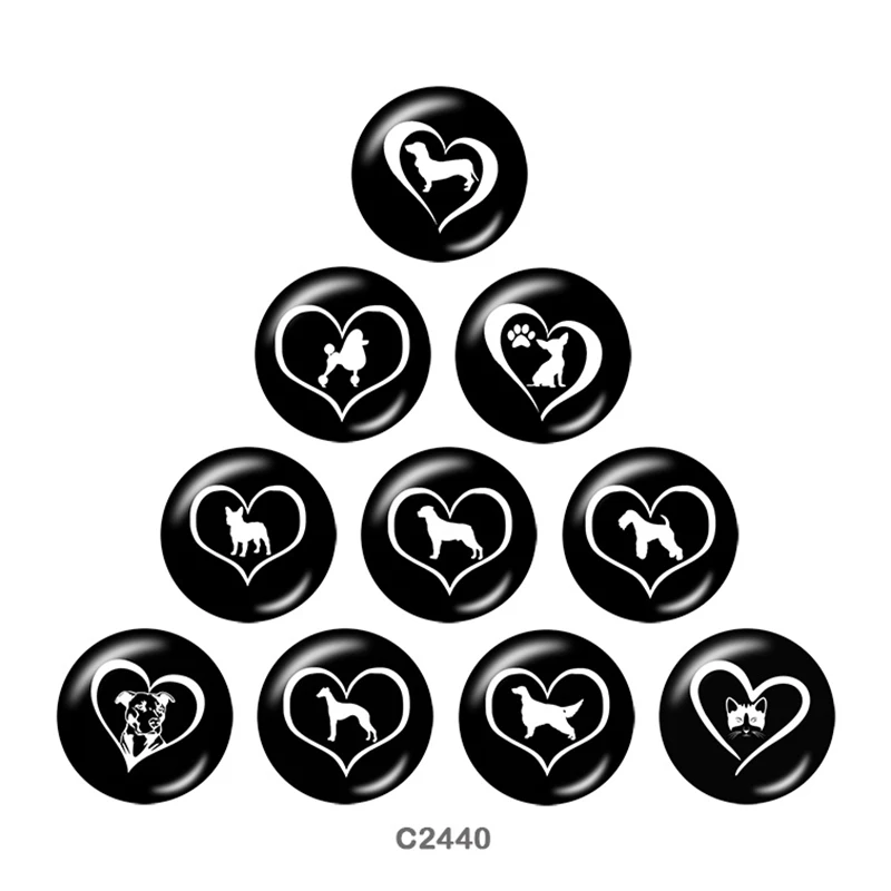 

LOVE DOG Round glass cabochon Fridge stickers snap button jewelry 10pcs/set C2440