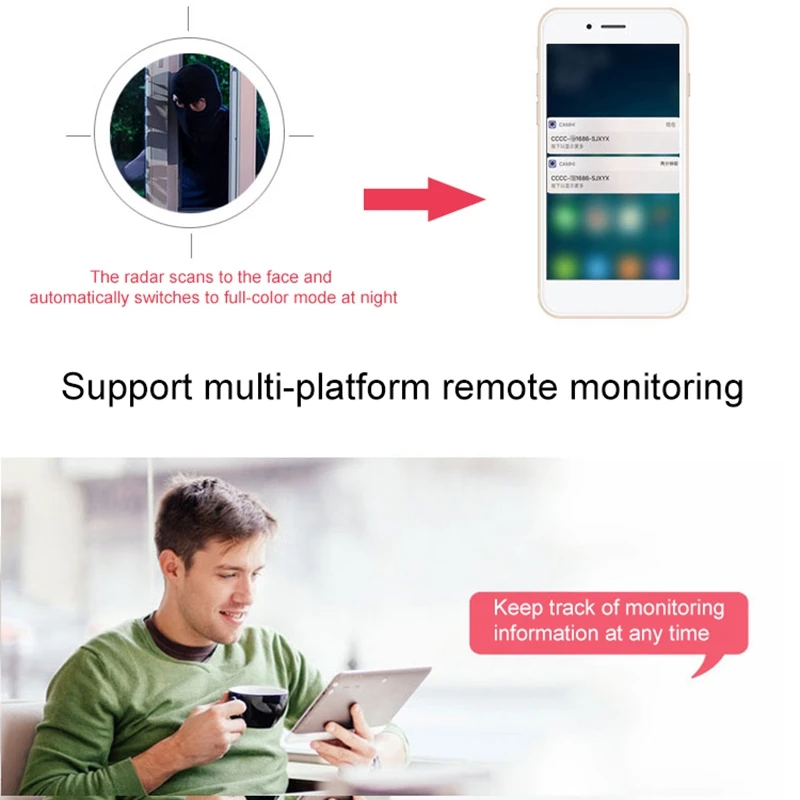 

WIFI Camera 360 Degree Panoramic Fisheye HD Mobile Phone Remote Home Wireless Small Monitor Camera US Plug
