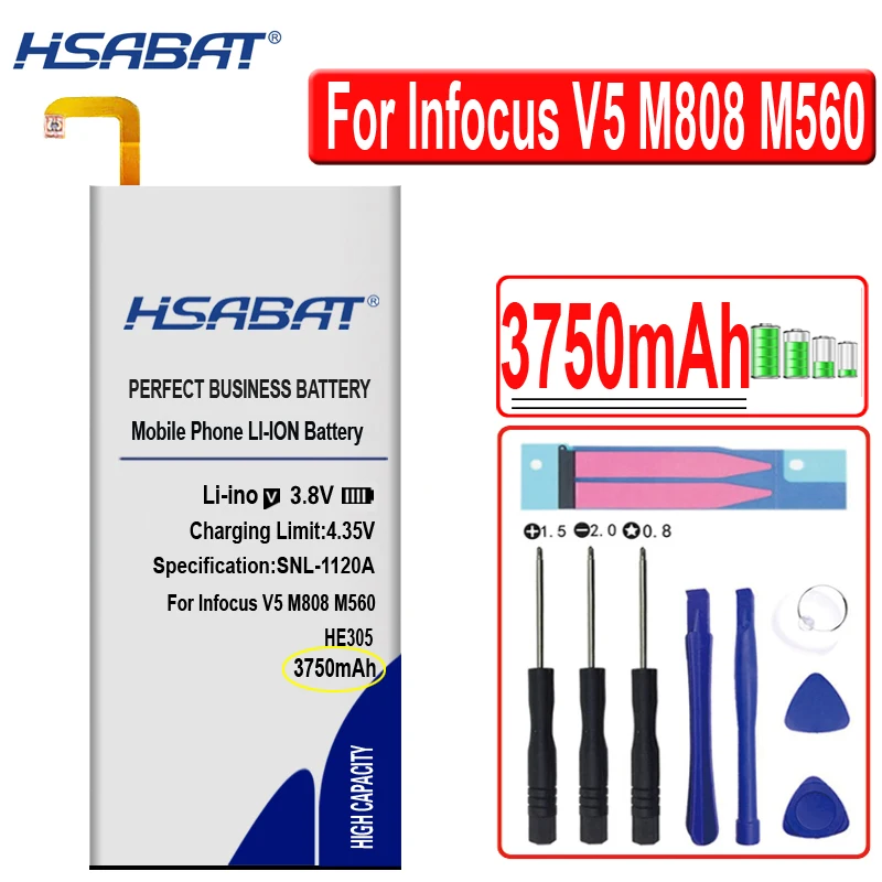 HSABAT 3750mAh HE305 мобильный телефон аккумулятор для Infocus V5 M808 M560|Аккумуляторы мобильных