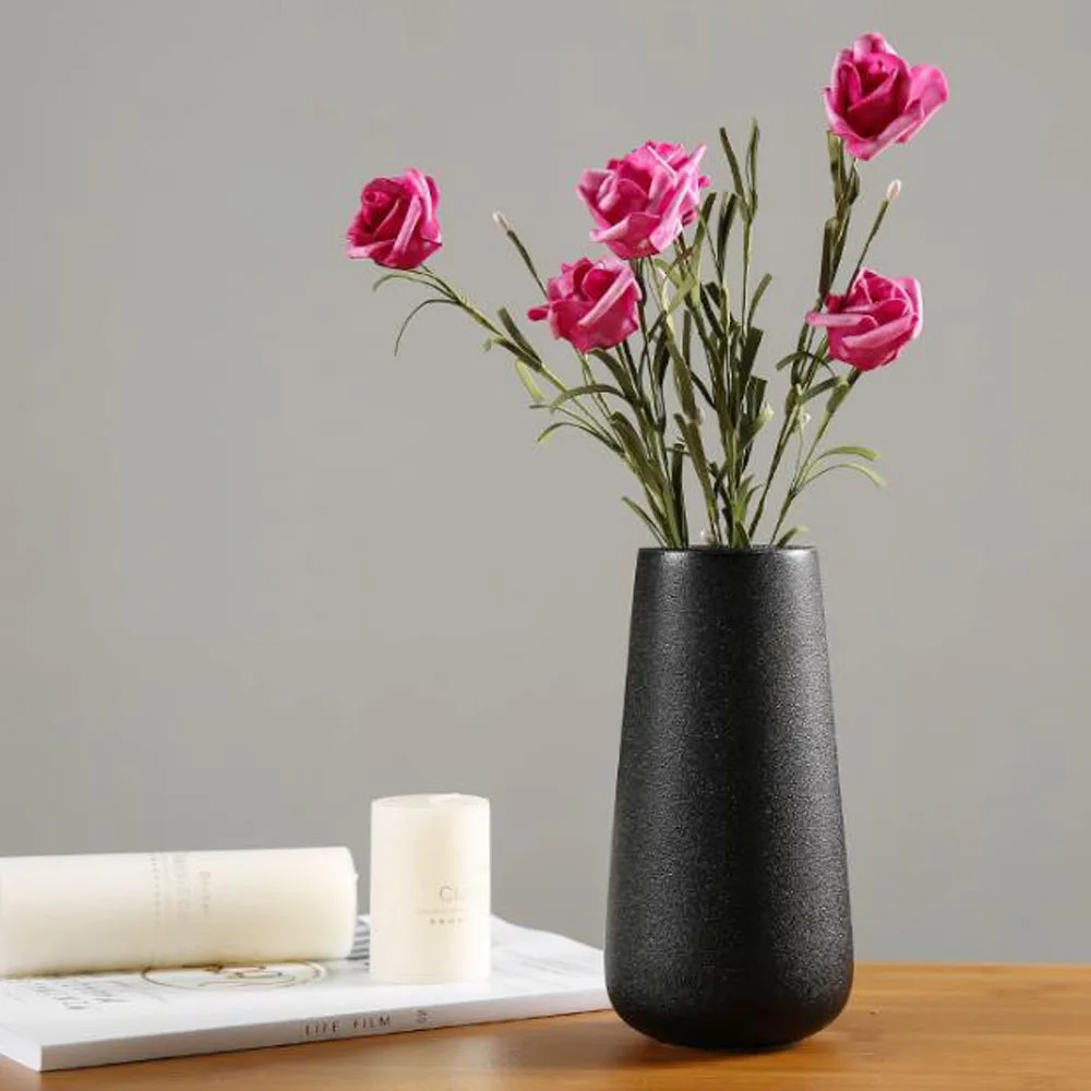 Современная простая керамическая ваза черного цвета ретро контейнер
