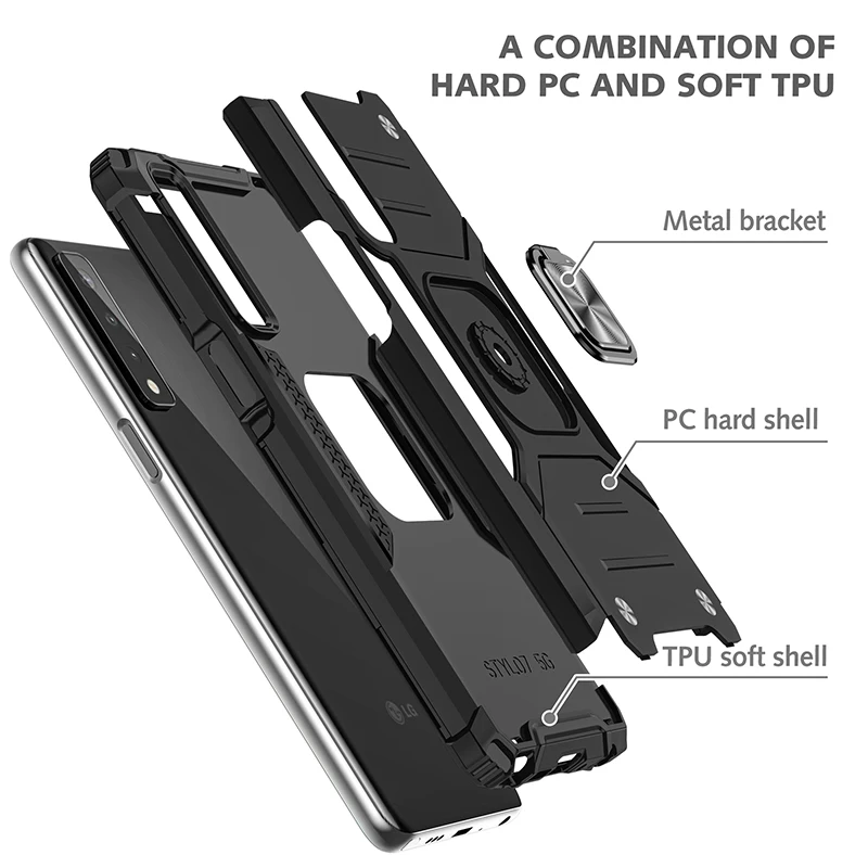 

For LG Stylo 7 Velvet 5G Case Luxury Magnetic Ring Phone Cover LG K92 K52 K53 Hard Back Cases