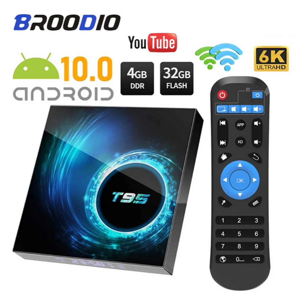 

T95 Android TV Box Quad Core Smart TV Media Player Tvbox Android 10 Receiver 5G Wifi Bluetooth Smart TV Box 4GB RAM Set Top Box