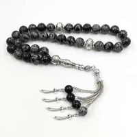 2020 style mans tasbih muslim rosary natural obsidian stone 33 misbaha matel knife pendant islam prayer beads bracelet eid gift