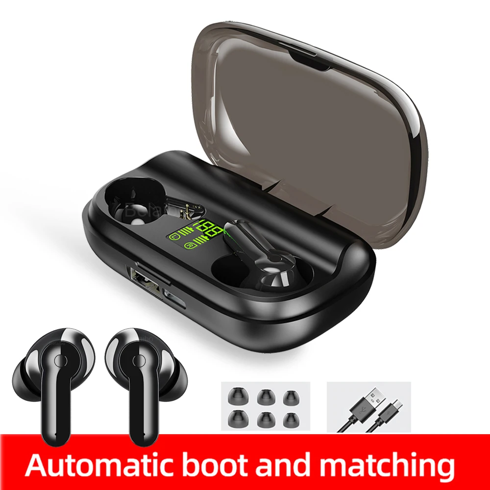 

TWS Bluetooth V5.0 Earphones Wireless Headphones Fingerprint Touch Headset HiFI Stereo Sports Earbuds With 2200mAh Charging Box