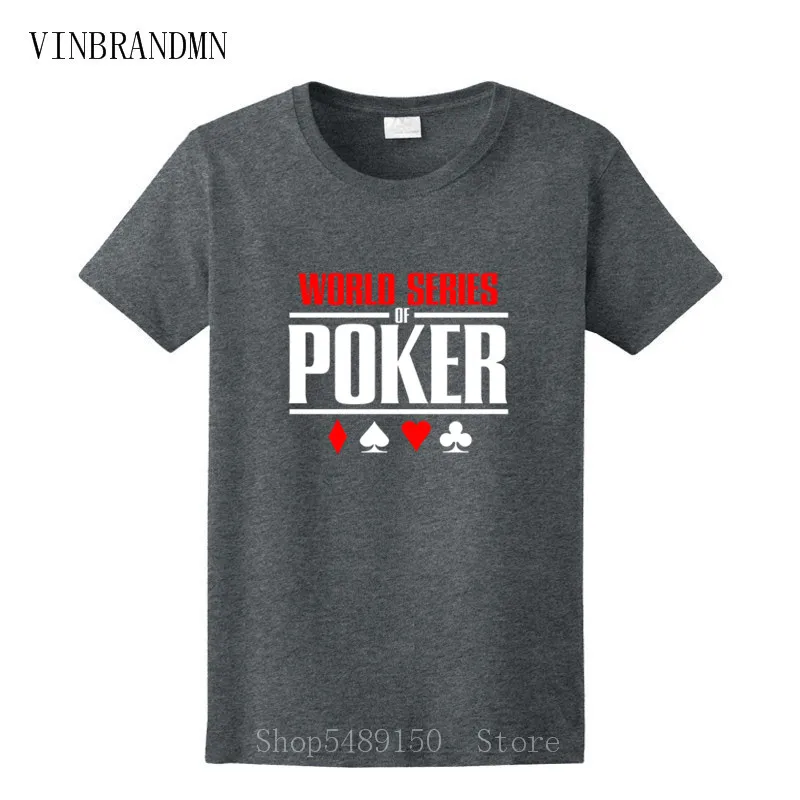 Classic Creative Poker Logo Men's Lowest Price O Neck Tees Latest Fashion World Series Of Hipster T Shirt Funny Game | Мужская