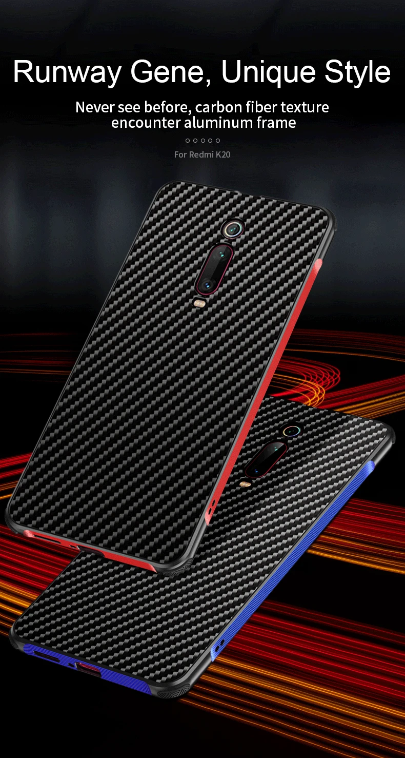 New Style Carbon Fiber Case for Xiaomi Redmi K20 Pro Mi 9T Aluminum Metal Bumper Phone Cover For |