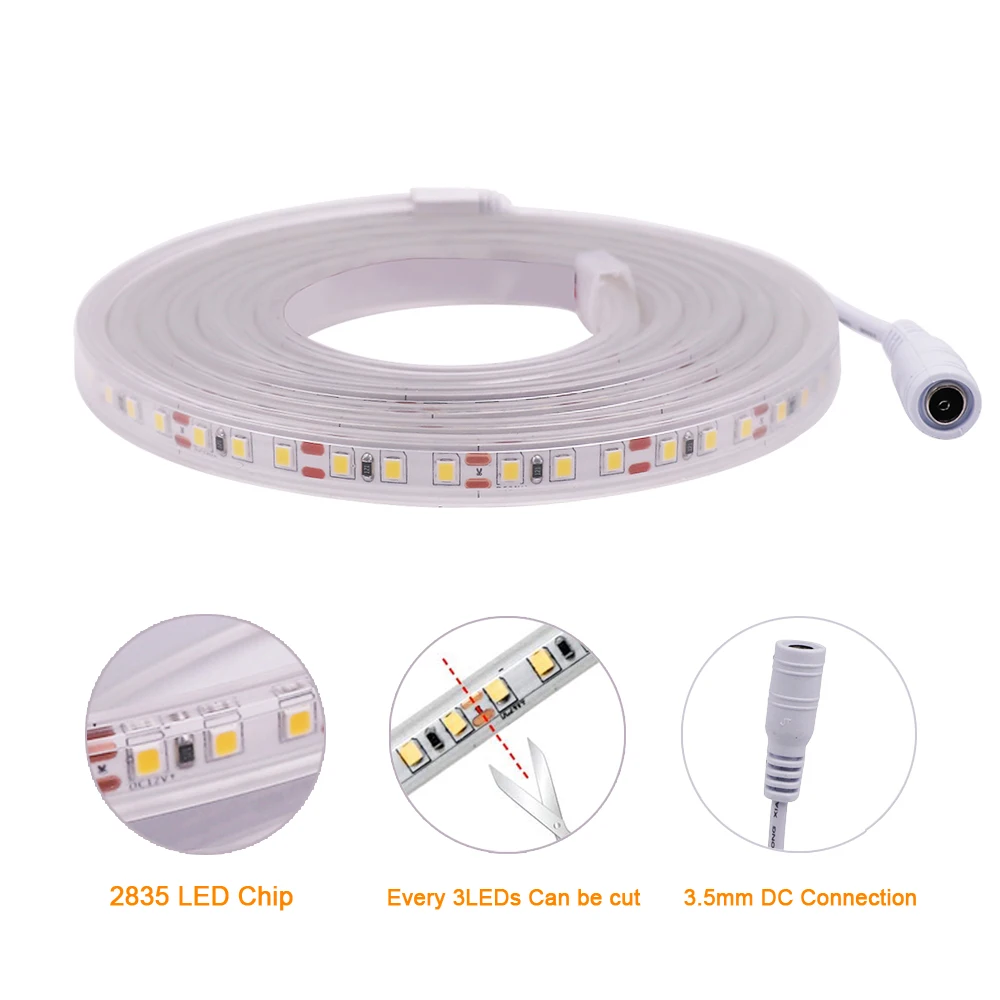 

24V 2835 Super Bright LED Strip Light Tube Waterproof IP68 Flexible Led Ribbon 120LEDs/m DC Power Plug 0.5 - 10m Flex Light