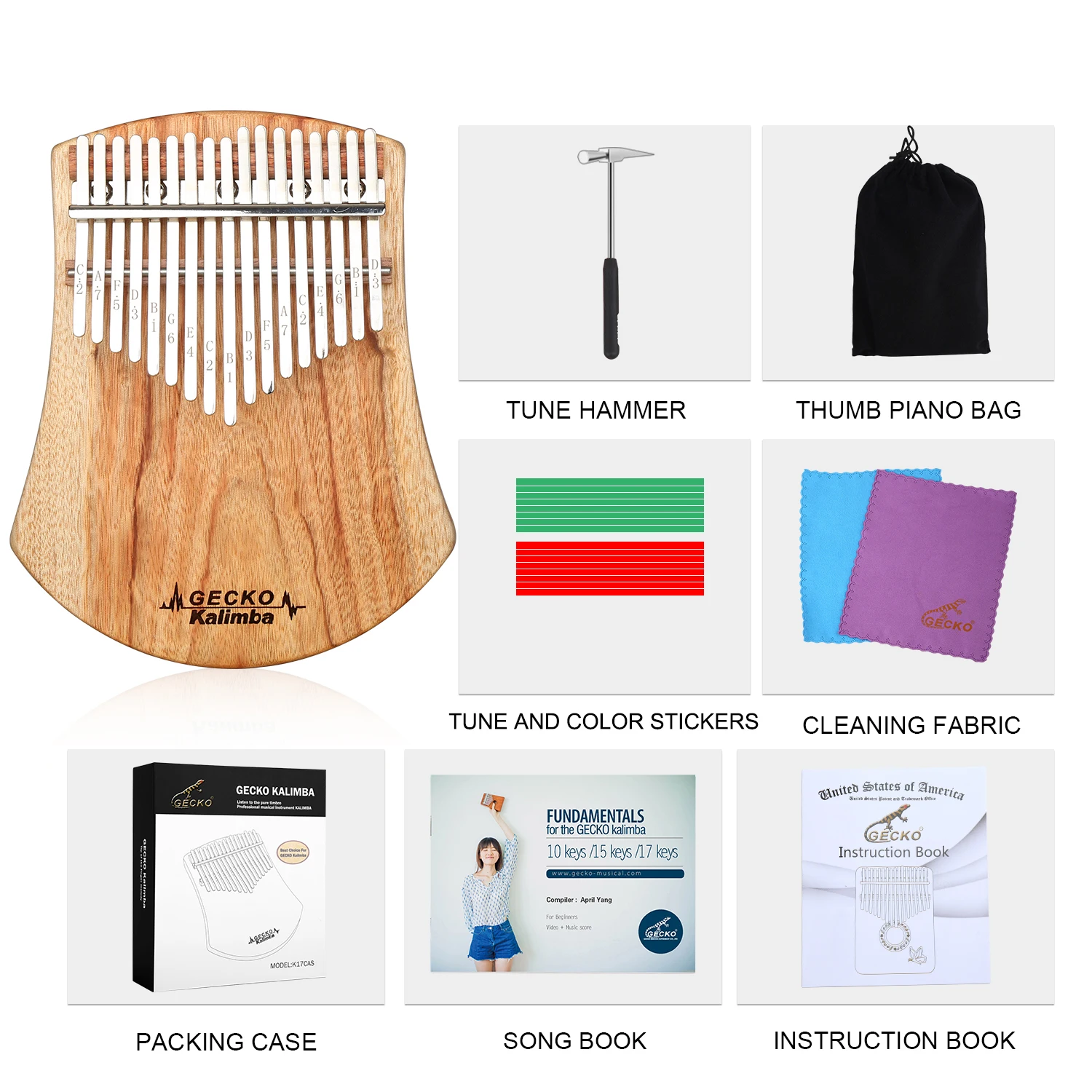 Калимба Gecko 17 клавиш корпус из массива дерева музыкальный инструмент с