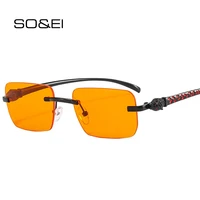 soei fashion rimless rectangle sunglasses women clear ocean gradient lens eyewear brand designer men unique cheetah sun glasses