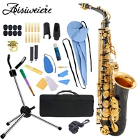 aisiweier eb alto saxophone new arrival brass black and gold lacquer music instrument e flat sax with case accessories