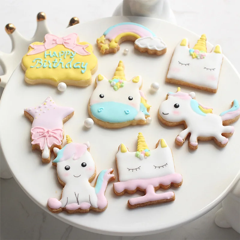 Rainbow Unicorn Cookie Cutter Stainless Steel Fondant Biscuit Mould For Home DIY Baking Tool Kids Birthday Party Decor Cake Mold | Дом и сад