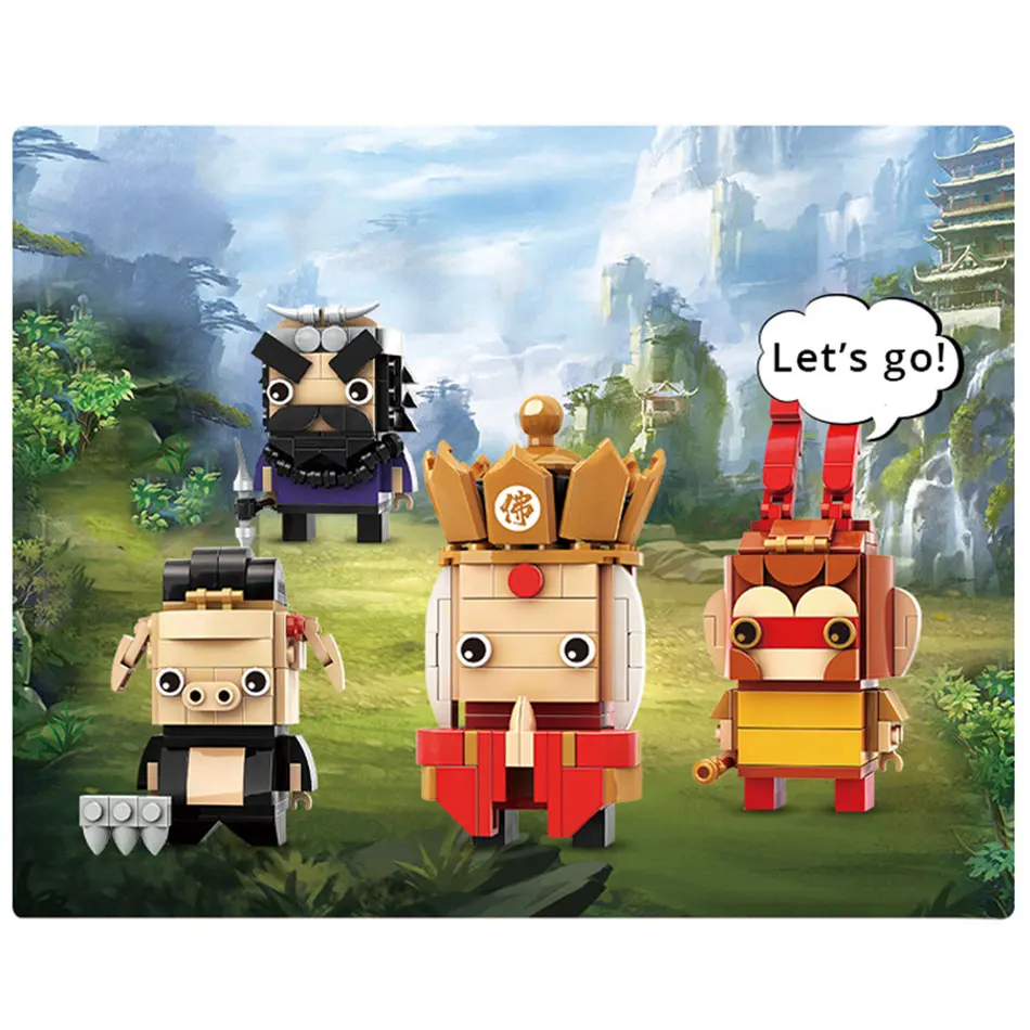 12 шт./компл. Путешествие на Запад Китайский Персонаж Обезьяна Король Brickheadz