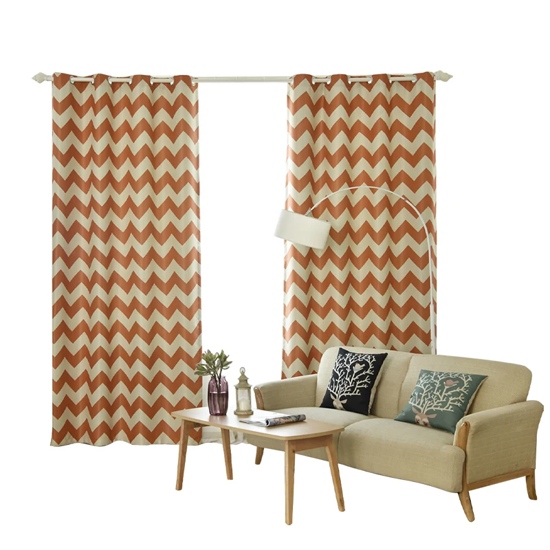 

Geometric Print Bedroom Blackout Curtain Orange/blue Wave Curtains for Living Room Modern Kitchen Window Treatment Curtain Drape