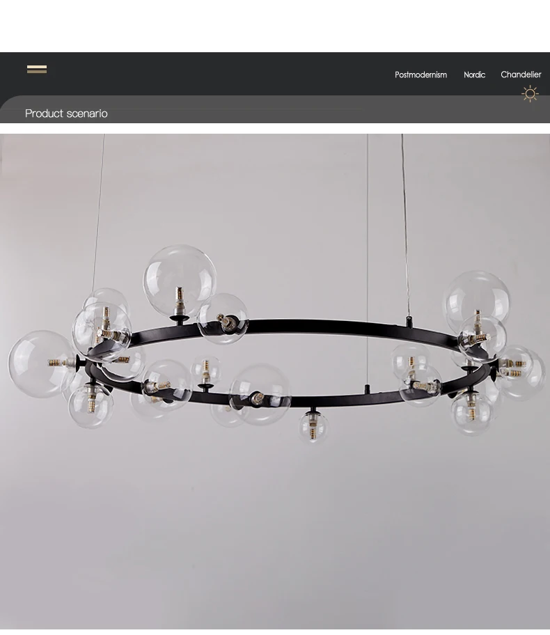 Black LED Chandelier Modern for Living Room Dining Table Bar Industrial Glass Ball Ceiling Pendant Lamp Shop Kitchen Lighting home depot chandeliers