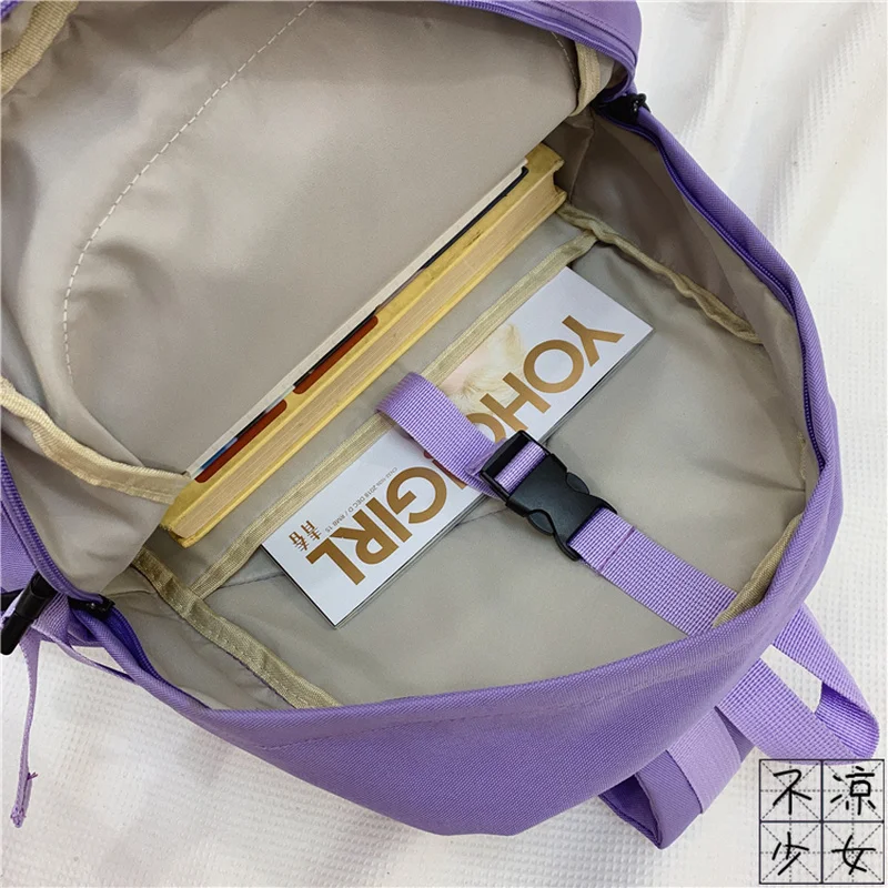 

Backpacks Women Large Capacity Solid Simple Students Transparent Pocket Fashion Colorful Harajuku School Bags Ulzzang Ins New