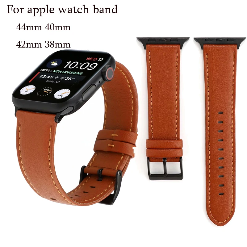 Ремешок из натуральной кожи для apple watch band 42 мм 38 44 40 спортивный браслет iwatch Series