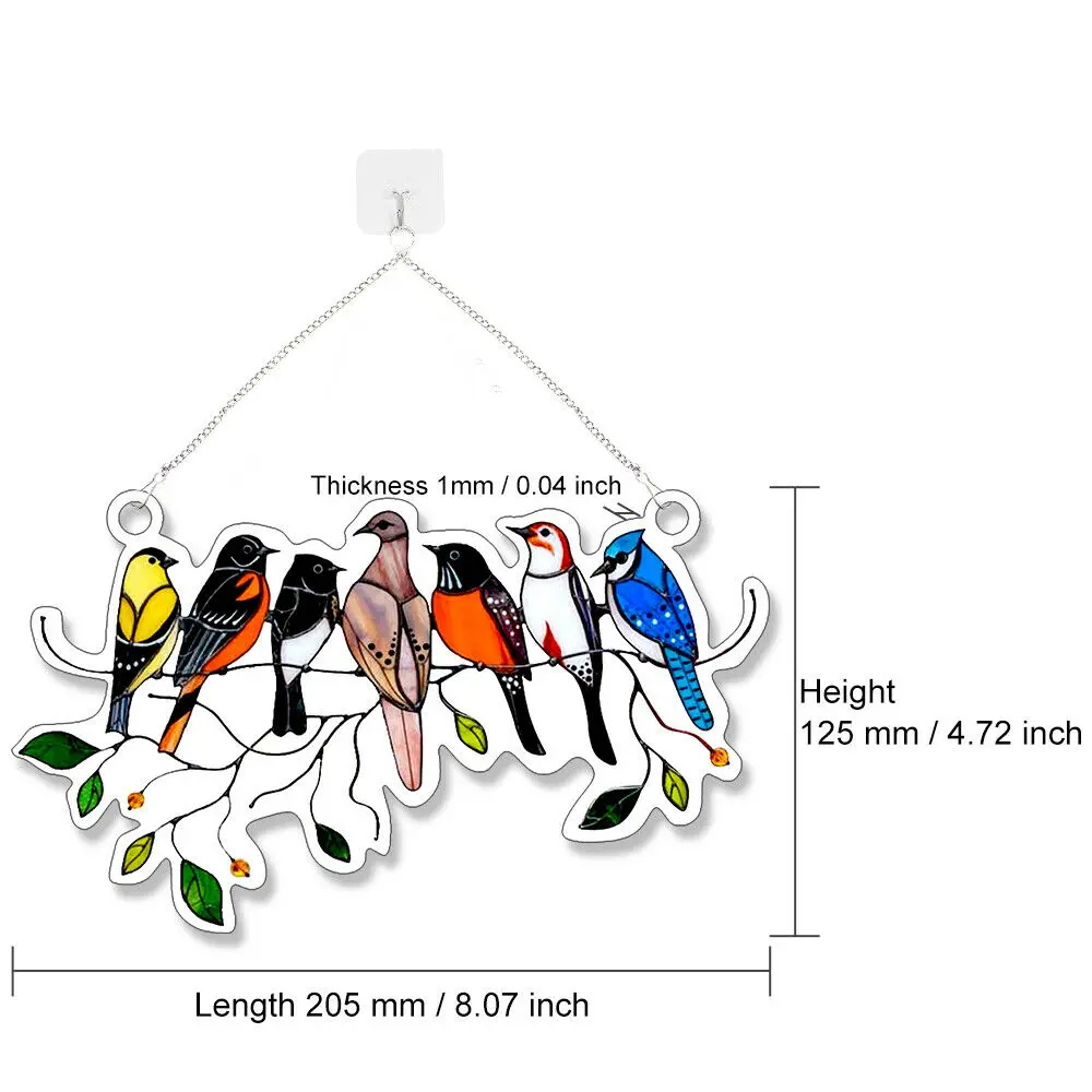 Многоцветные витражные очки птицы на проволоке панель для окон домашний