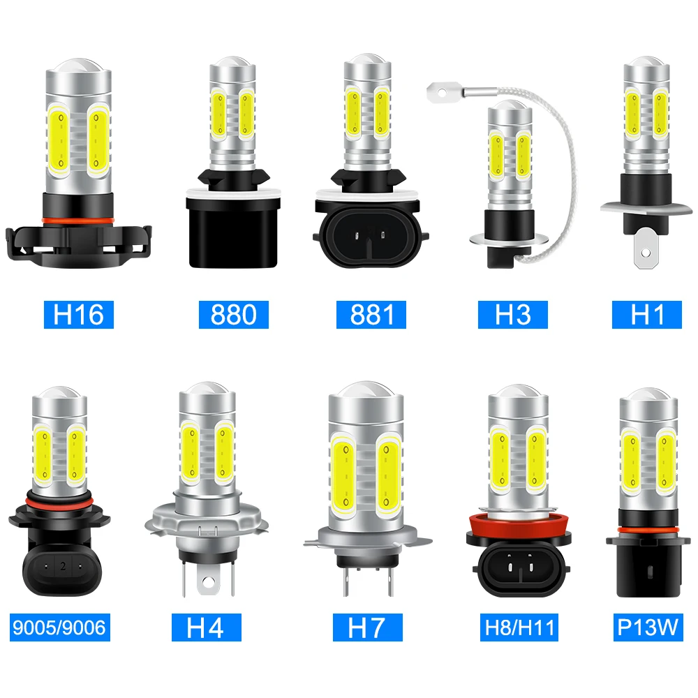 Светодиодные лампы для противотумансветильник р 2 шт. H8 H11 H1 H3 H7 H4 HB3 9005 HB4 9006 H16 jp PSX24W