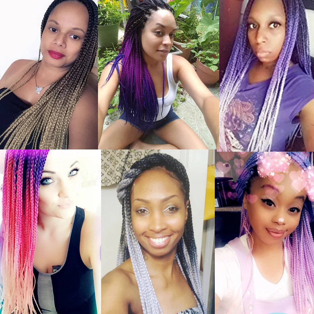 Полная звезда цветные косы 3S крючком синтетические удлинители волос Омбре