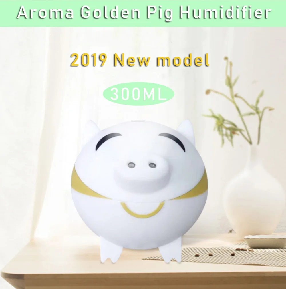 

Aroma Humidifier Night Light Pig Shape Cartoon Air Diffuser Household Essential Oil Air Purifier for Car Office