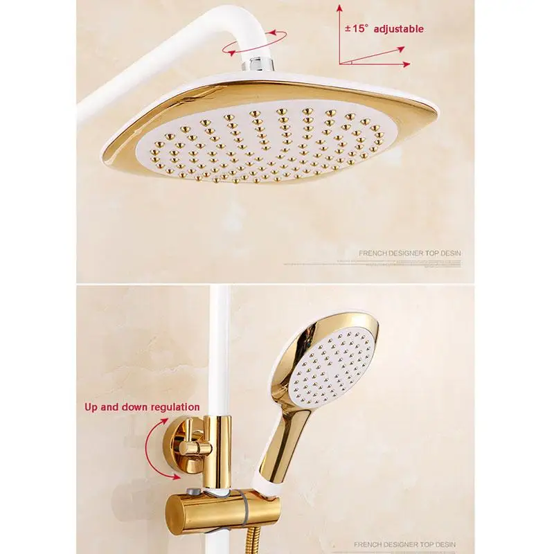 Золотой белый набор для душа Европейский стиль латунный смеситель настенный