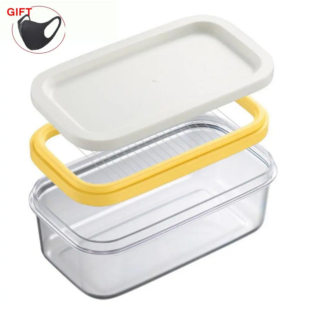

Kitchen Household Plastic Butter Box Butter Box Cheese Cutting Storage Box Sealed Rectangular Storage Box Baking Tools 200g