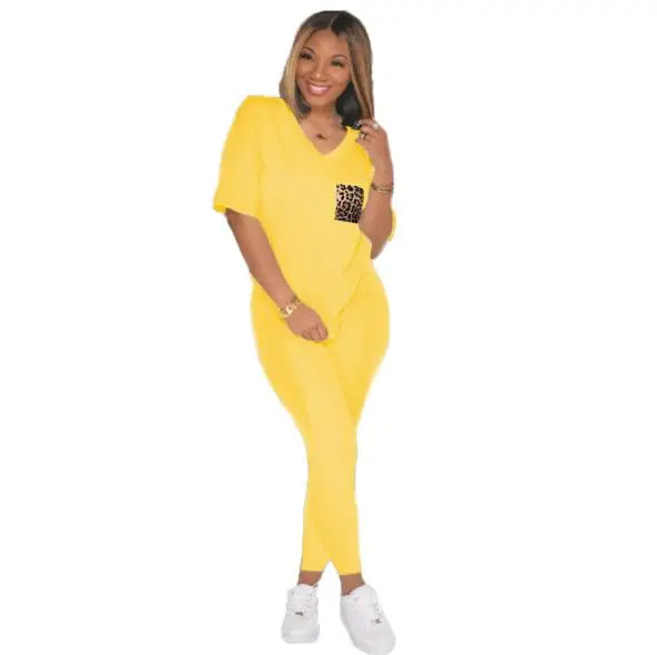 Женский спортивный костюм из двух предметов брюки с коротким рукавом одежда для