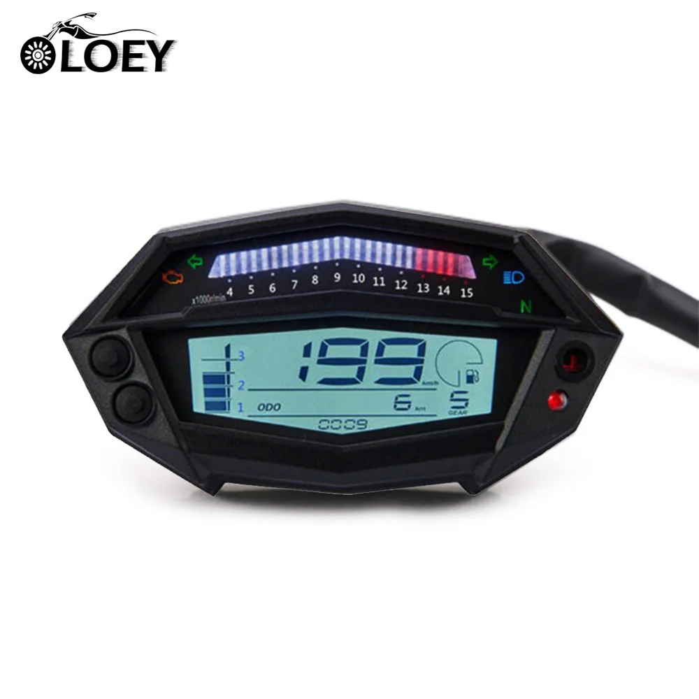 Мотоцикл цифровой спидометр шестерни индикатор Тахометр Счетчик часов белая