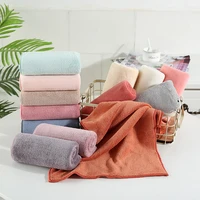 solid coral fleece hand towel thicken soft absorbent washcloth lint free towel home supplies for bathroom