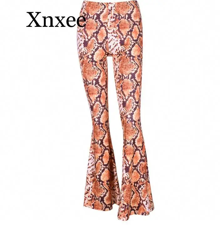 

Snake Print Wide Leg Sexy Pants Women Trousers High Waist Bodycon Flare Pants Female Casual Winter Ladies Skinny Pants