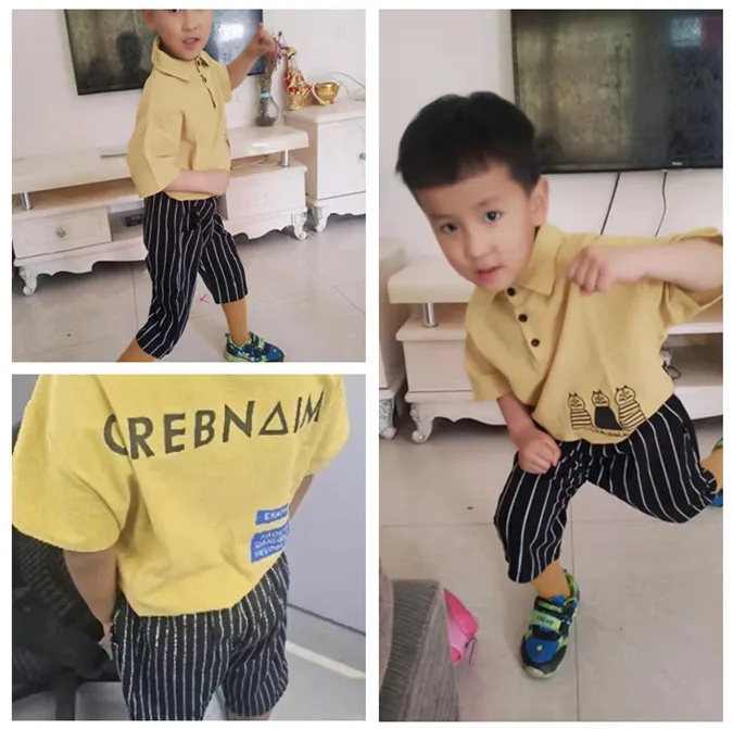 Детская одежда для мальчиков летние комплекты одежды футболка с короткими