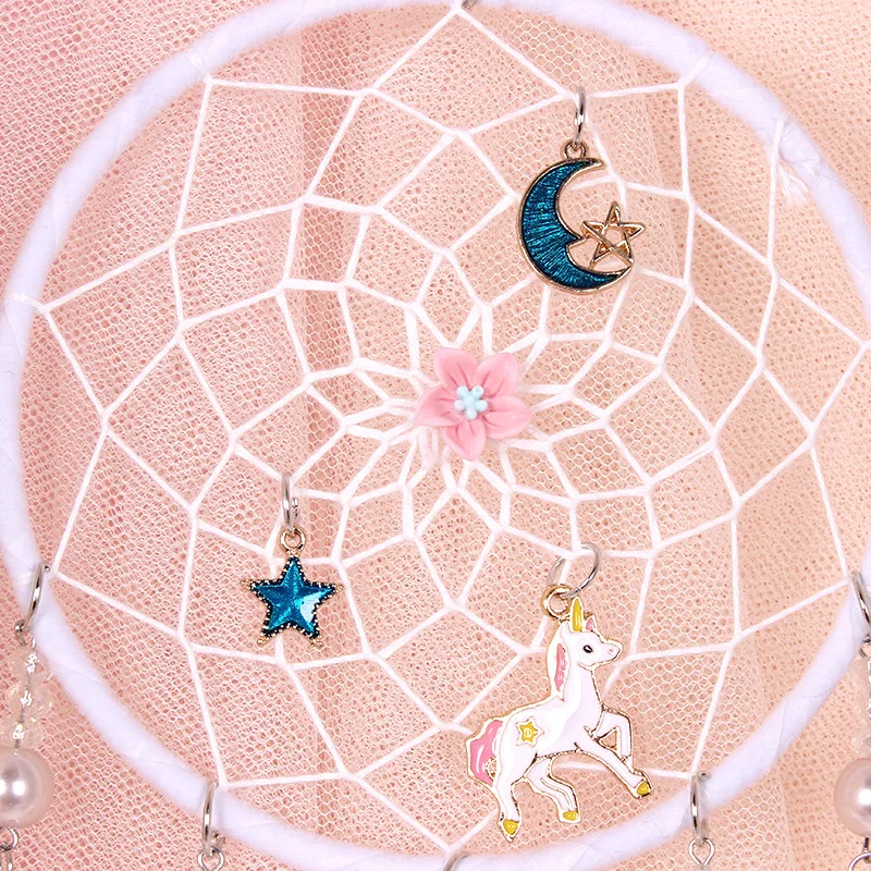Луной и звездами лошадь Ловец снов стене висит украшение для детей Девушки номер
