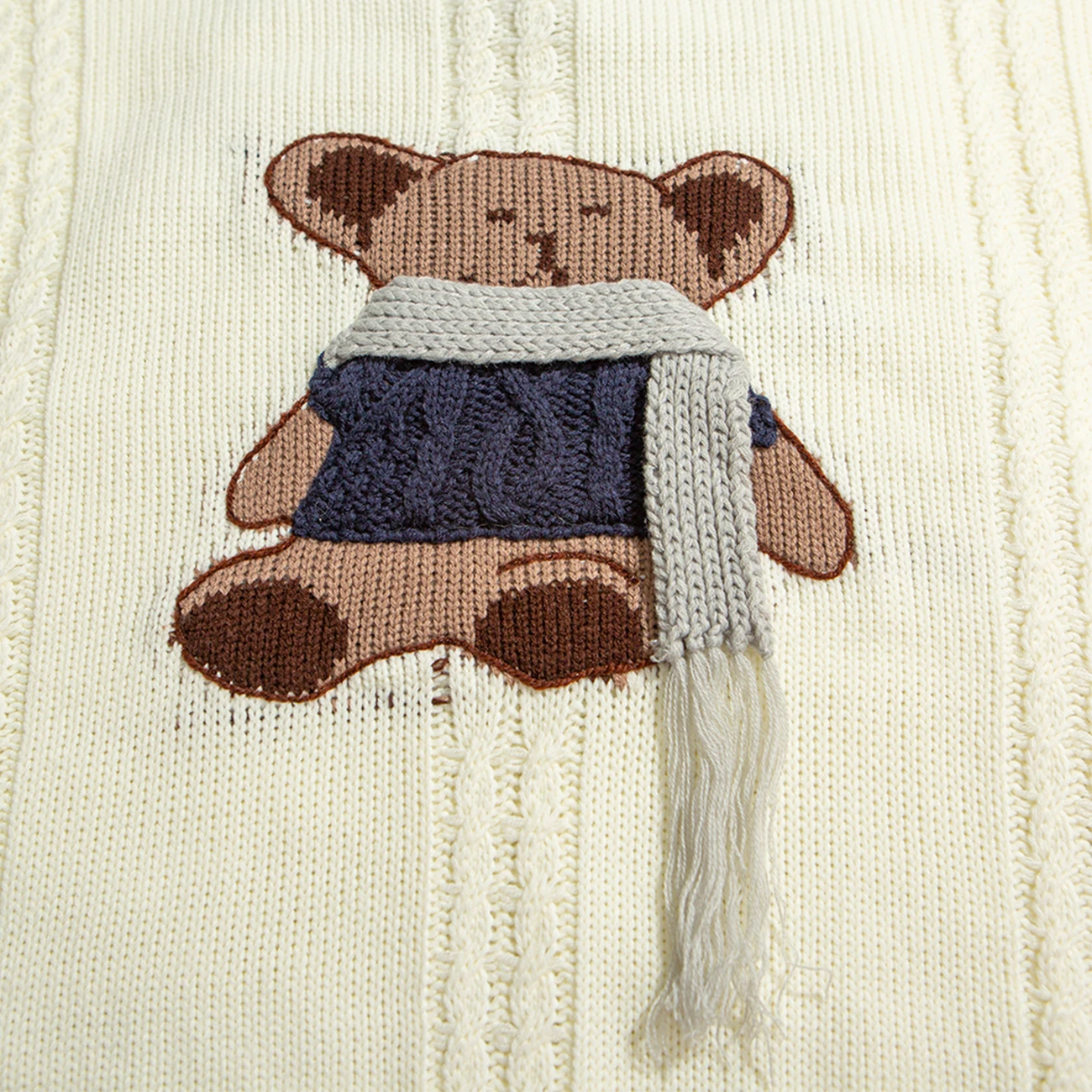 Хип Хоп Уличная трикотажный свитер с медведем для мужчин 2020 Осень Harajuku Мужской