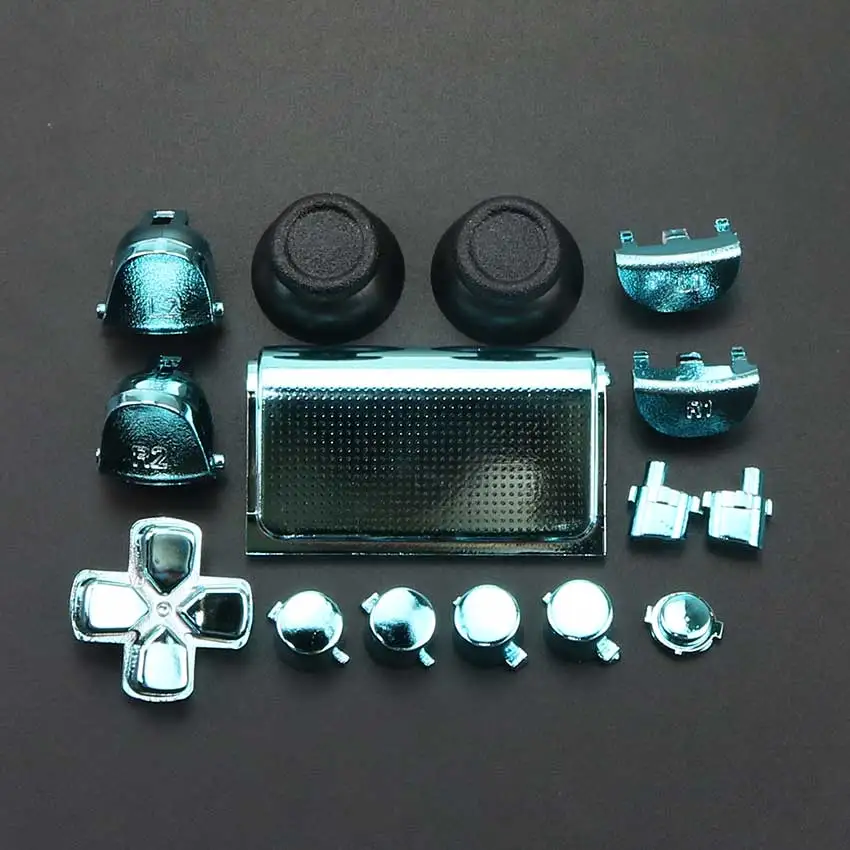 JCD Metal Plated Button Set For PS4 PRO Slim Controller JDS-040 JDM-040 Dpad L1 R1 L2 R2 Trigger Buttons Analog Grips Caps Cover |